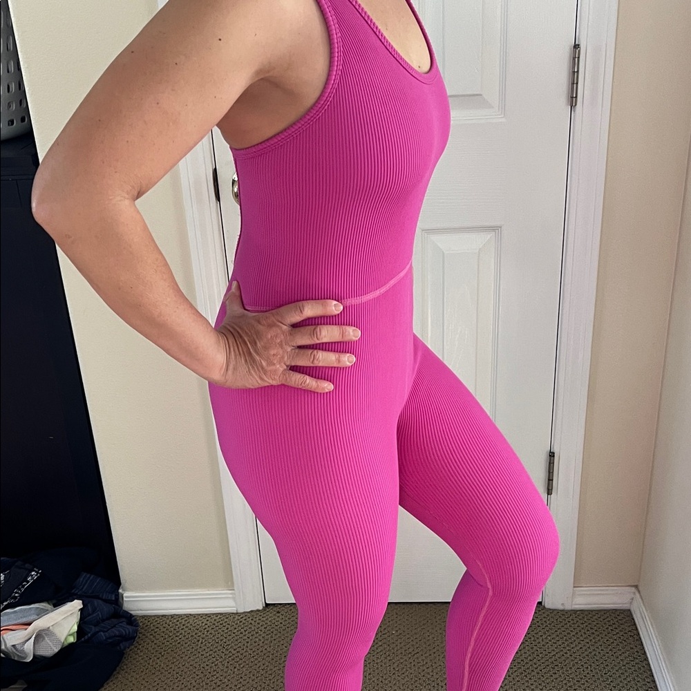 Free People Hot Pink Strappy Jumpsuit